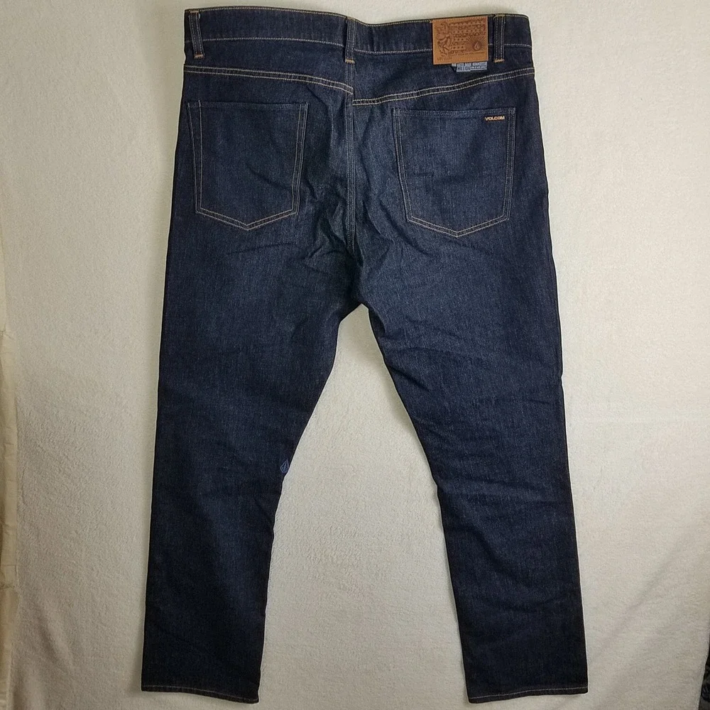 Volcom Vorta Slim Straight Leg Dark Indigo Denim Jeans Mens 36 Skater Streetwear